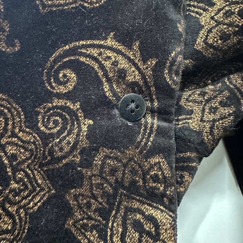 Lauren Ralph Lauren Black Gold Paisley Velvet Blazer Tailored Jacket W Sz 10 - Picture 7 of 16